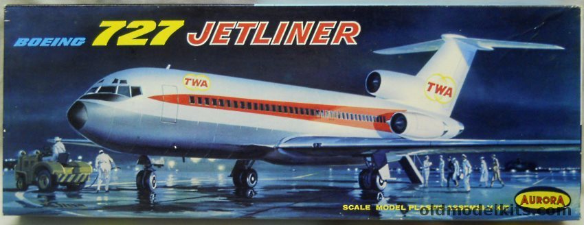 Aurora 1/96 Boeing 727 TWA Jetliner, 354-198 plastic model kit